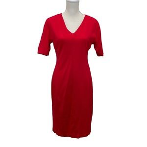 ELIZA J Fitted V Neck‎ Short Sleeve Red Dress with Back Zipper detail SZ10